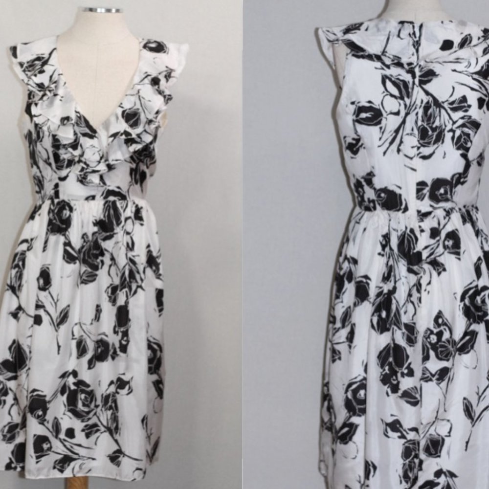 Black White Silk Dress